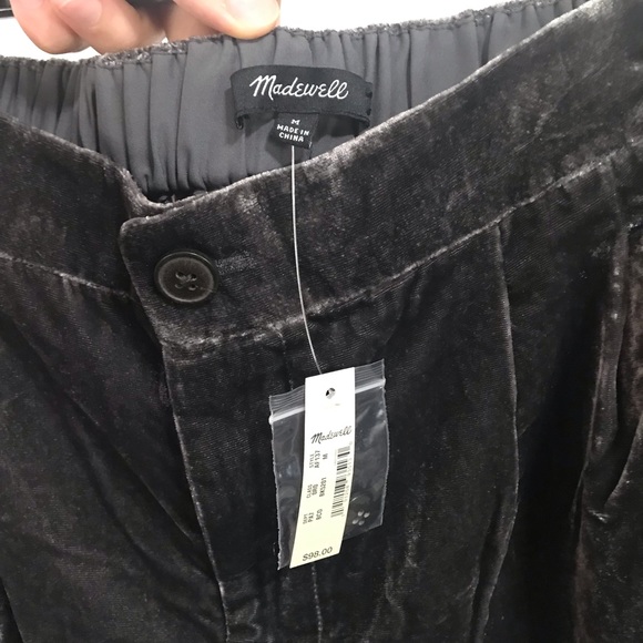 NWT Madewell Velvet Tapered Pleat Pull-On Pants - Picture 7 of 7